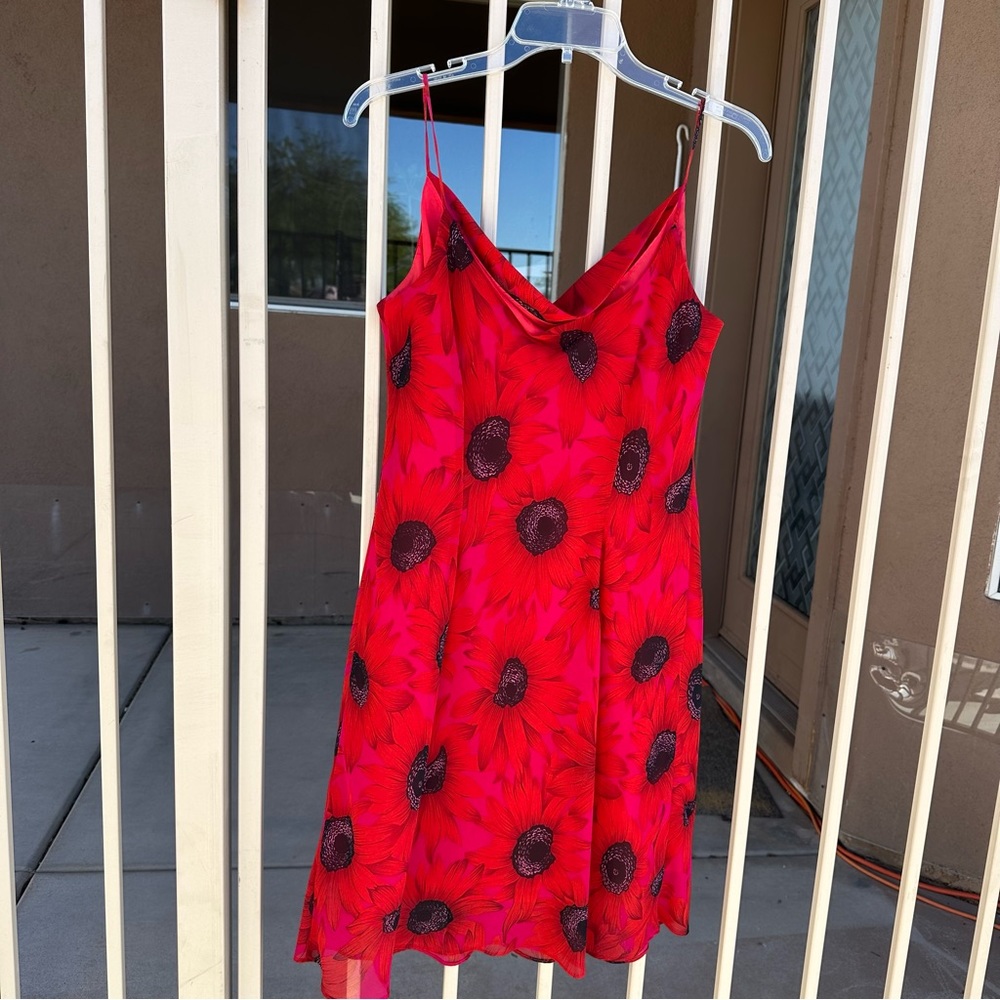 Vintage Red Sunflower Slip Dress